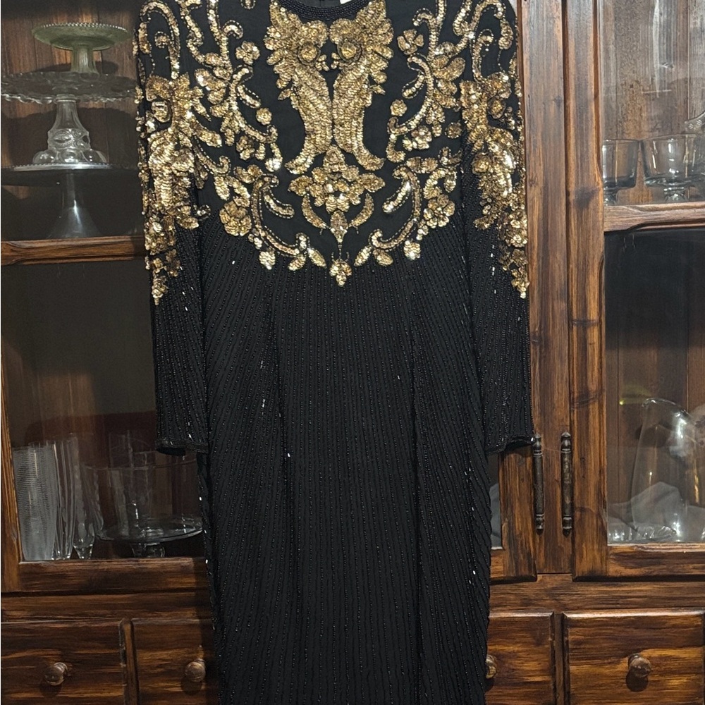 Vintage Black and Gold Dress